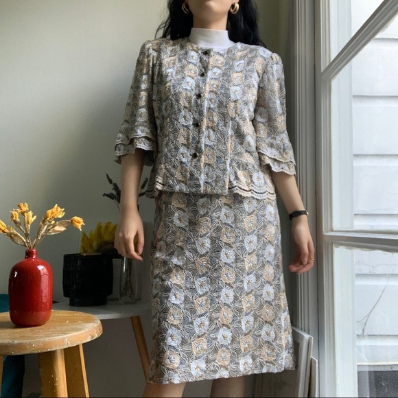 Hirose Other - Vintage Embroidered Skirt Suit Set by Hirose